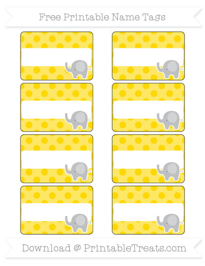 free gold polka dot elephant name tags printable treatscom