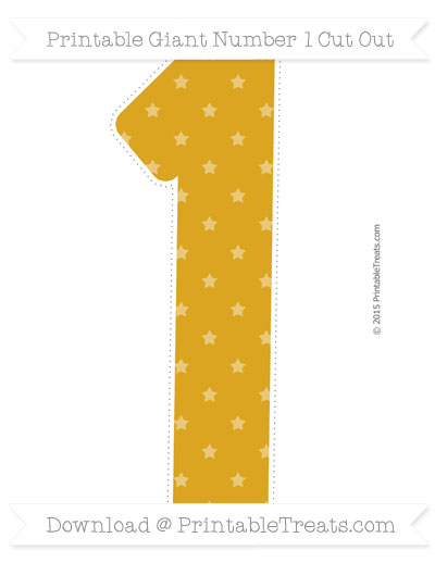 Gold Star Pattern Giant Number 1 Cut Out — Printable Treats.com