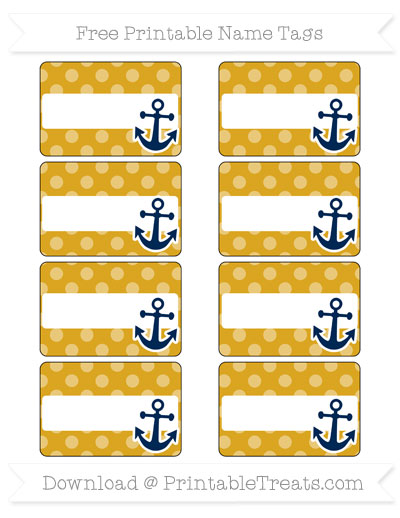 Free Goldenrod Dotted Pattern Nautical Name Tags Printable Treats