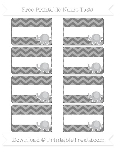 free grey chevron elephant name tags printable treatscom