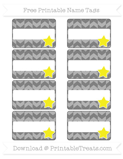 Free Grey Herringbone Pattern Star Name Tags — Printable Treats.com