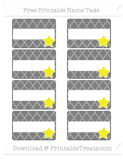 Free Grey Moroccan Tile Star Name Tags — Printable Treats.com