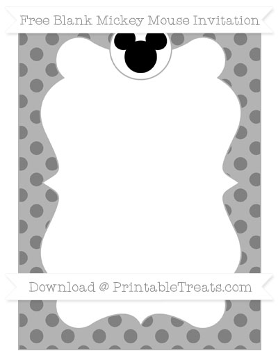Free Grey Polka Dot Blank Mickey Mouse Invitation — Printable Treats.com