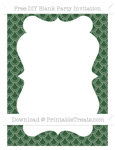 Free Hunter Green Fish Scale Pattern Blank Invitation — Printable ...