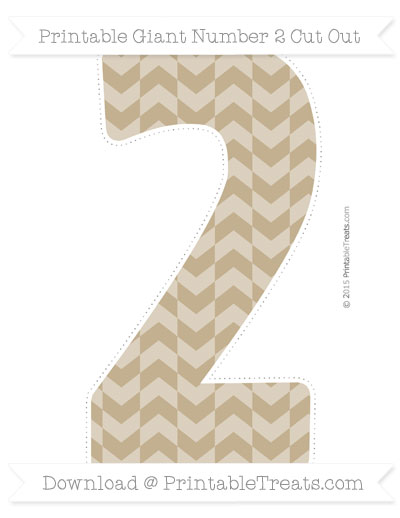 Khaki Herringbone Pattern Giant Number 2 Cut Out — Printable Treats.com