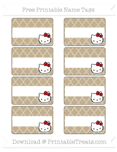 free khaki moroccan tile hello kitty name tags printable treatscom