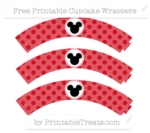 Lava Red Polka Dot Mickey Mouse Cupcake Wrappers — Printable Treats.com