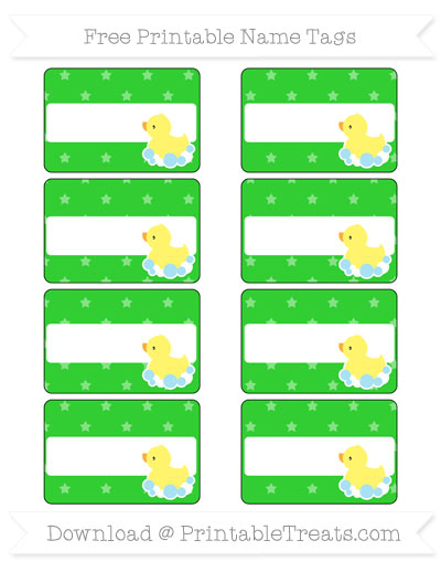 Free Lime Green Star Pattern Baby Duck Name Tags — Printable Treats.com