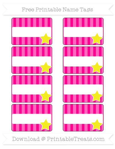 Free Magenta Striped Star Name Tags — Printable Treats.com