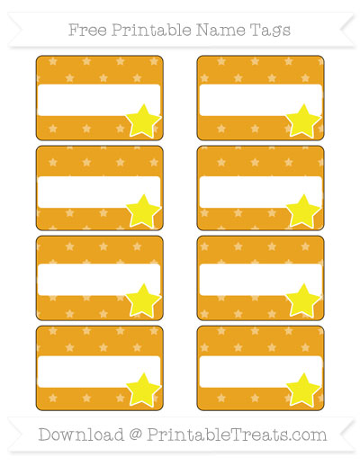 Free Marigold Star Pattern Star Name Tags — Printable Treats.com