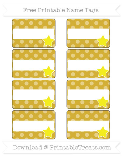 Free Metallic Gold Dotted Pattern Star Name Tags — Printable Treats.com