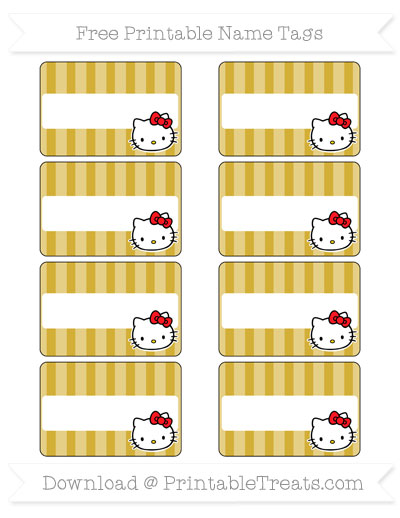 free metallic gold striped hello kitty name tags printable treatscom