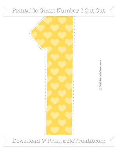mustard yellow heart pattern giant number 1 cut out printable treatscom