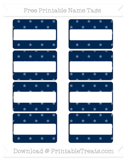 Free Navy Blue Star Pattern Simple Name Tags — Printable Treats.com