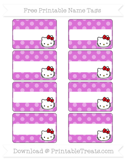Free Orchid Dotted Pattern Hello Kitty Name Tags