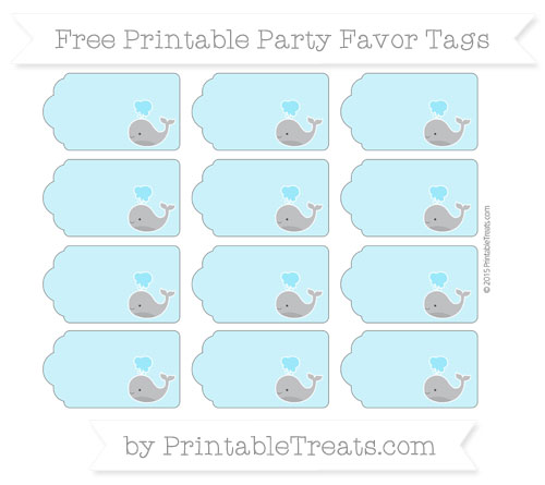 Pastel Aqua Blue Whale Party Favor Tags — Printable Treats.com
