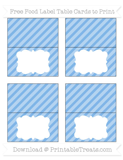 Blue Color Labels Printable Free Pastel Blue Diagonal Striped Simple Food Labels — Printable Treats.com