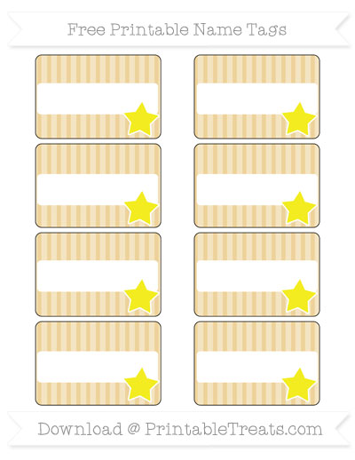 Free Pastel Bright Orange Thin Striped Pattern Star Name Tags ...