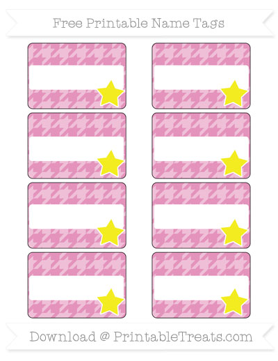 Free Pastel Bubblegum Pink Houndstooth Pattern Star Name Tags ...
