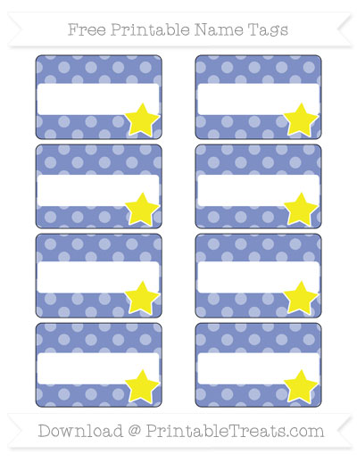 Free Pastel Dark Blue Dotted Pattern Star Name Tags — Printable Treats.com