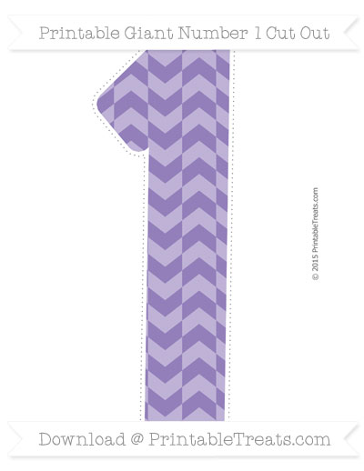 Pastel Dark Plum Herringbone Pattern Giant Number 1 Cut Out — Printable ...