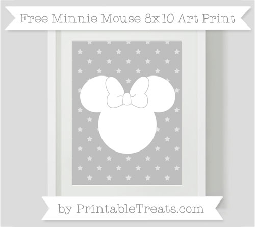 Free Pastel Light Grey Star Pattern Minnie Mouse 8×10 Art Print ...