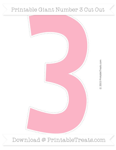 pastel light pink giant number 3 cut out printable treats com