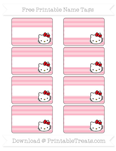Free Pastel Light Pink Horizontal Striped Hello Kitty Name s Printable Treats Com