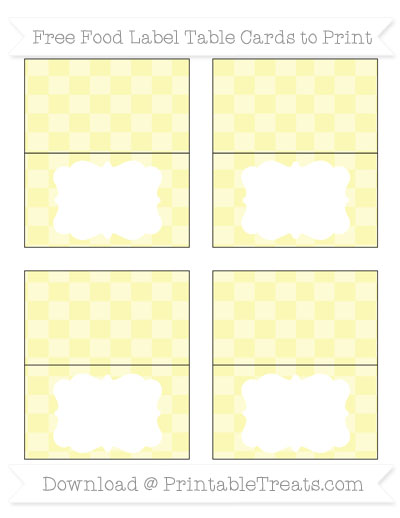 Free Pastel Light Yellow Checker Pattern Simple Food Labels — Printable ...