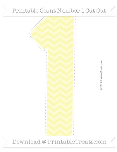 pastel light yellow chevron giant number 1 cut out printable treatscom