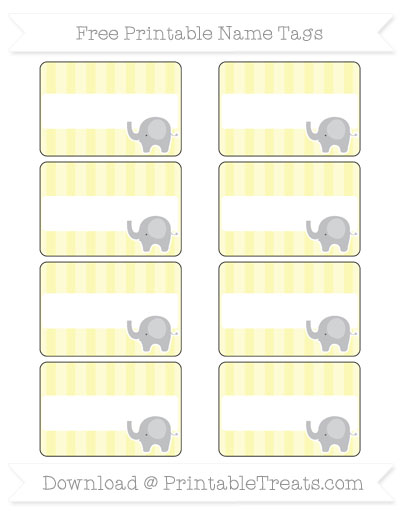 free pastel light yellow striped elephant name tags printable treatscom