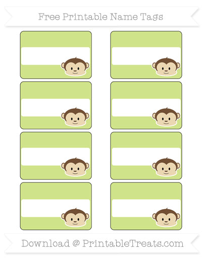 Free Pastel Lime Green Boy Monkey Name Tags