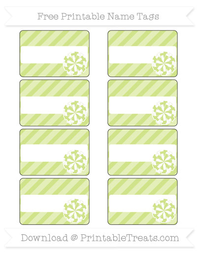 Free Pastel Lime Green Diagonal Striped Cheer Pom Pom Name Tags ...