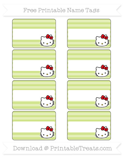 Free Pastel Lime Green Horizontal Striped Hello Kitty Name Tags ...
