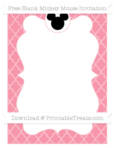 Free Pastel Pink Moroccan Tile Blank Mickey Mouse Invitation ...
