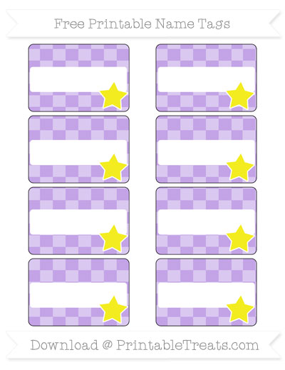 Free Pastel Purple Checker Pattern Star Name Tags — Printable Treats.com