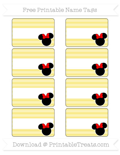 free pastel yellow horizontal striped minnie mouse name