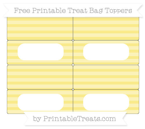 Free Pastel Yellow Horizontal Striped Simple Treat Bag Toppers