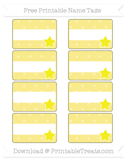 Free Pastel Yellow Star Pattern Star Name Tags — Printable Treats.com