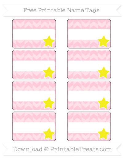 Free Pink Herringbone Pattern Star Name Tags — Printable Treats.com