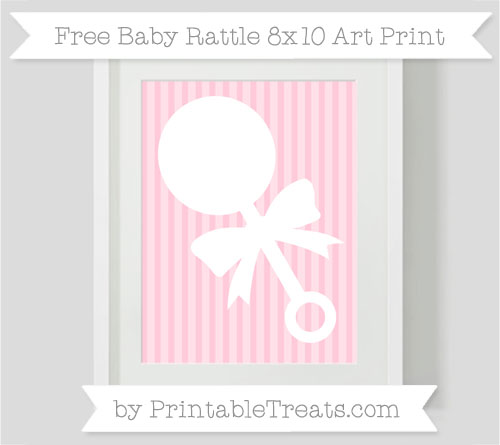 Free Pink Striped Baby Rattle 8×10 Art Print — Printable Treats.com