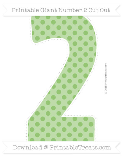 Free Pistachio Green Polka Dot Giant Number 2 Cut Out