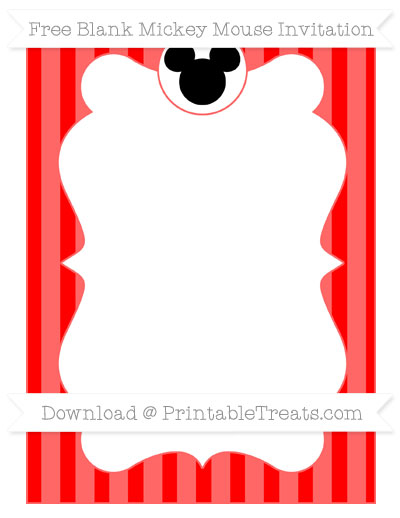 Free Red Striped Blank Mickey Mouse Invitation — Printable Treats.com