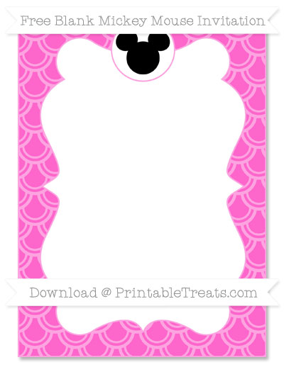Free Rose Pink Fish Scale Pattern Blank Mickey Mouse Invitation ...