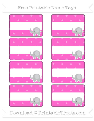 free rose pink star pattern elephant name tags printable treatscom