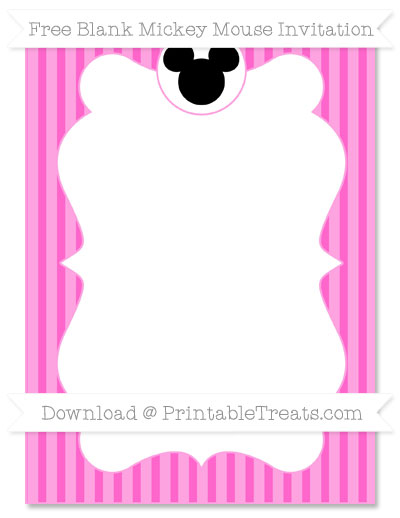 Free Rose Pink Thin Striped Pattern Blank Mickey Mouse Invitation ...