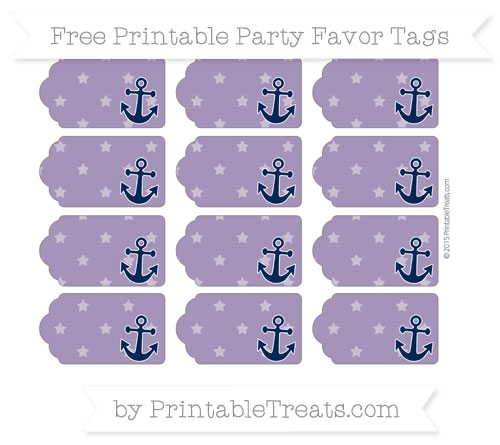 Royal Purple Star Pattern Nautical Party Favor Tags — Printable Treats.com