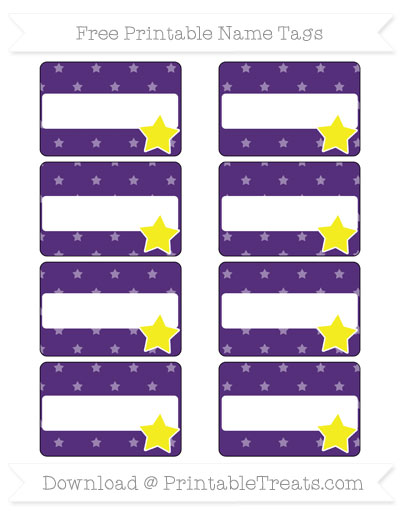 Free Royal Purple Star Pattern Star Name Tags — Printable Treats.com