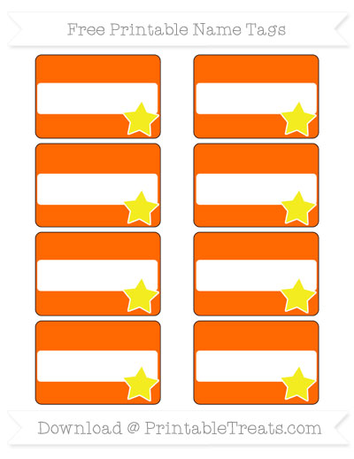 Free Safety Orange Star Name Tags — Printable Treats.com