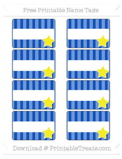 Free Sapphire Blue Striped Star Name Tags — Printable Treats.com
